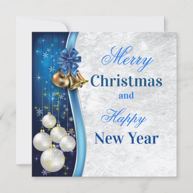 Cartes Pour Fêtes Annuelles Tarjeta de Navidad Azul (Devant)