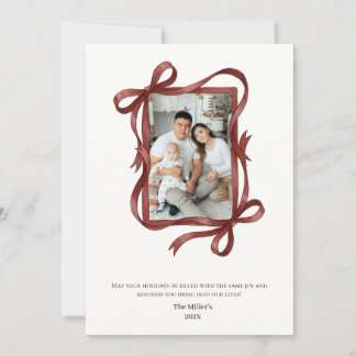 Cartes Pour Fêtes Annuelles Tarjeta Festiva Minimal Bows con Foto