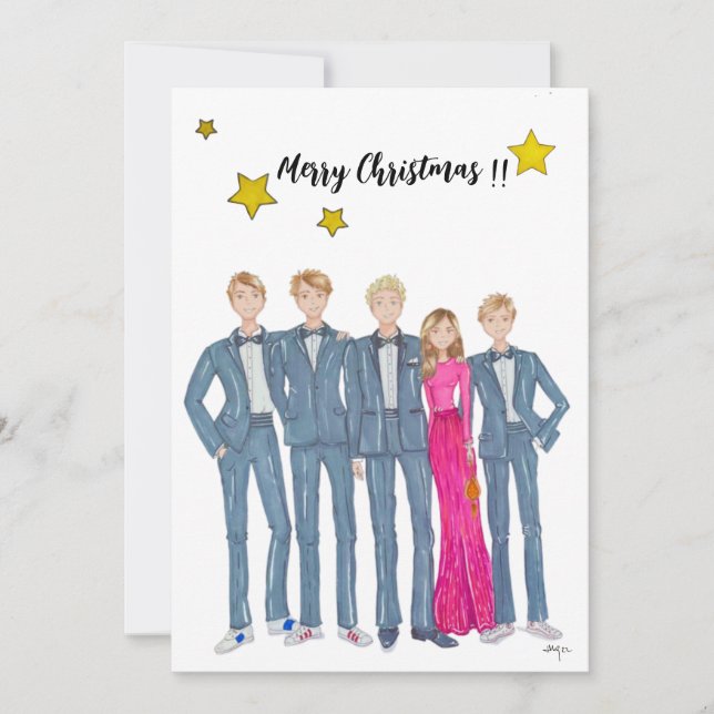 Cartes Pour Fêtes Annuelles Tarjeta festiva plana Christmas card familia  (Devant)