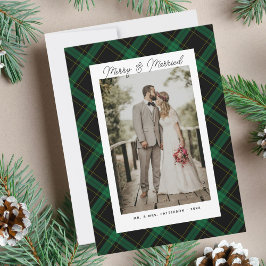Cartes Pour Fêtes Annuelles Tartan À Carreaux Photo Collage Personnalisé Marié