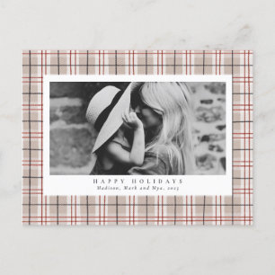 Cartes Pour Fêtes Annuelles Tartan Beige Plaid Photo
