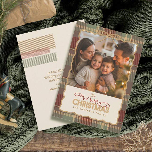Cartes Pour Fêtes Annuelles Tartan Border Christmas Photo Template ID1141A (Créateur téléchargé)