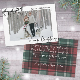 Cartes Pour Fêtes Annuelles Tartan Dessiné à la Main Joyeux Noël Fantaisiste