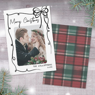 Cartes Pour Fêtes Annuelles Tartan Dessiné à la Main Joyeux Noël Fantaisiste