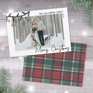 Cartes Pour Fêtes Annuelles Tartan Dessiné à la Main Joyeux Noël Fantaisiste
