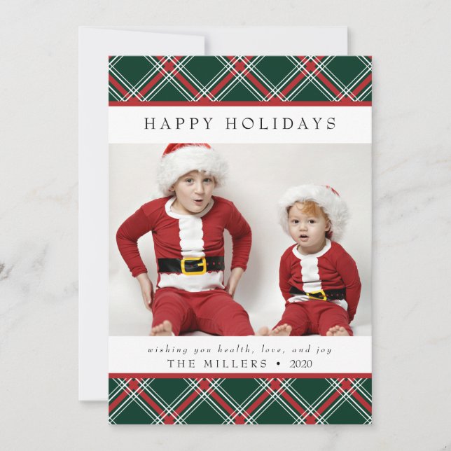 Cartes Pour Fêtes Annuelles Tartan Joyeux Joyeux Joyeux Jours de Noël (Devant)