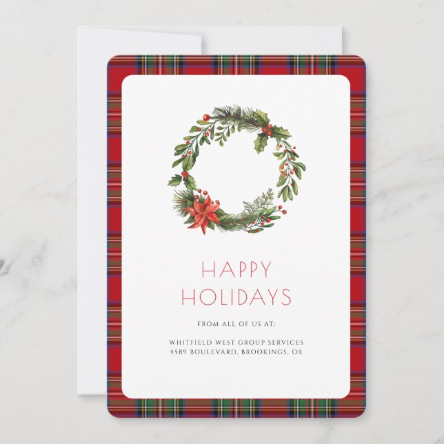Cartes Pour Fêtes Annuelles Tartan plat élégant du logo de l'entreprise (Devant)