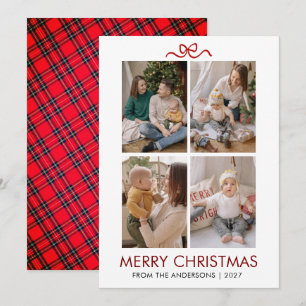 Cartes Pour Fêtes Annuelles Tartan Rouge Classique Plaid Multi Photo Noël