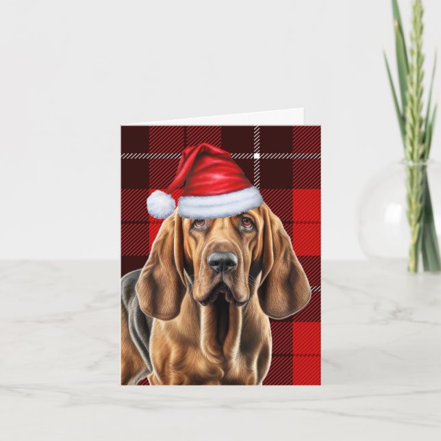 Cartes Pour Fêtes Annuelles Tartan Rouge de saison de Limier pour Noël (Devant)