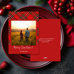 Cartes Pour Fêtes Annuelles Tartan rouge moderne photo