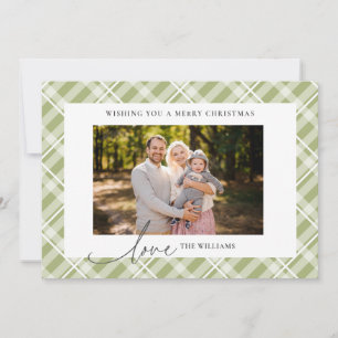 Cartes Pour Fêtes Annuelles Tartan vert classique Plaid Photo personnalisée No