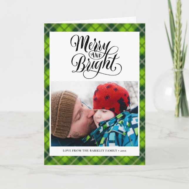 Cartes Pour Fêtes Annuelles Tartare Noir Vert Moderne Plaid Script amusant Sim (Devant)