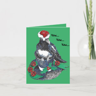Cartes Pour Fêtes Annuelles Tarte à bec noir avec chapeau et ruban Noël