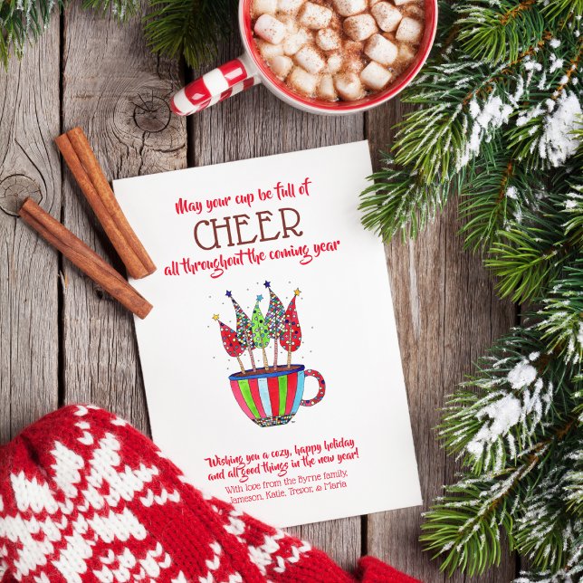 Cartes Pour Fêtes Annuelles Tasse de thé de Noël à la crème (Créateur téléchargé)