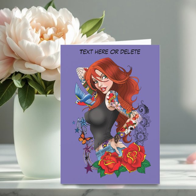 Cartes Pour Fêtes Annuelles Tatouages de femme rousse (Créateur téléchargé)