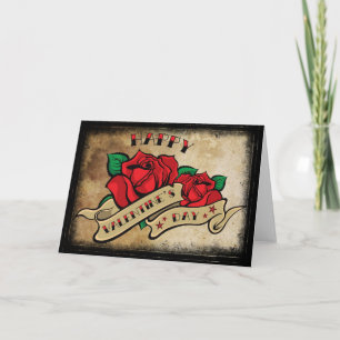 Cartes Pour Fêtes Annuelles Tattoo Valentine's Day Love Rose
