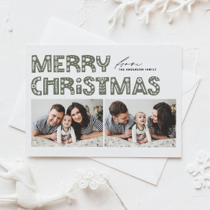Cartes Pour Fêtes Annuelles Taupe Vert Scandinave Deux Photo Noël