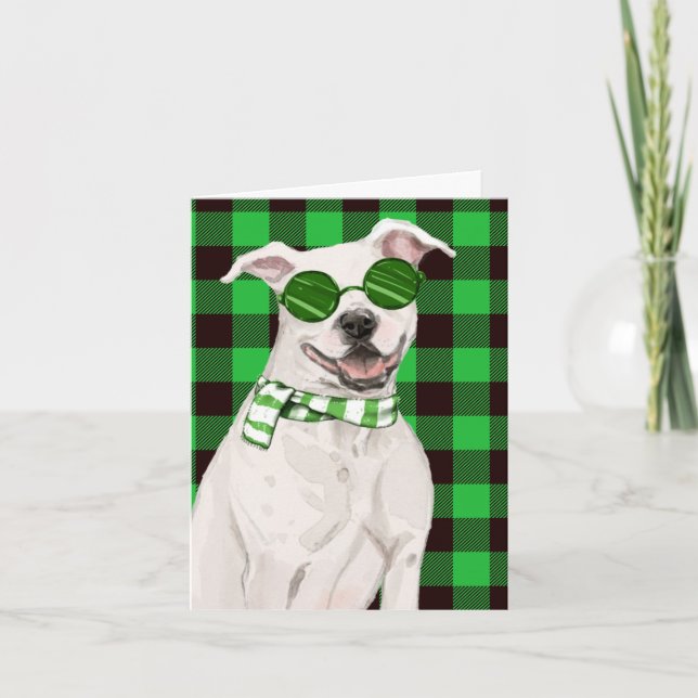 Cartes Pour Fêtes Annuelles Taureau de Noël et Plaid de Buffalo Vert (Devant)