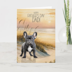 Cartes Pour Fêtes Annuelles Tchiot Bouledogue Français Noir Sunset Beach Fête