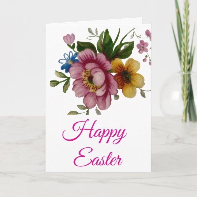 Cartes Pour Fêtes Annuelles Tea Cup Floral Bouquet (Devant)