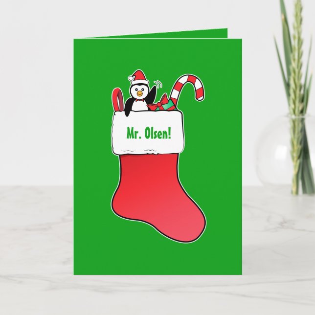 Cartes Pour Fêtes Annuelles Teacher Christma Customizable with Stocking (Devant)