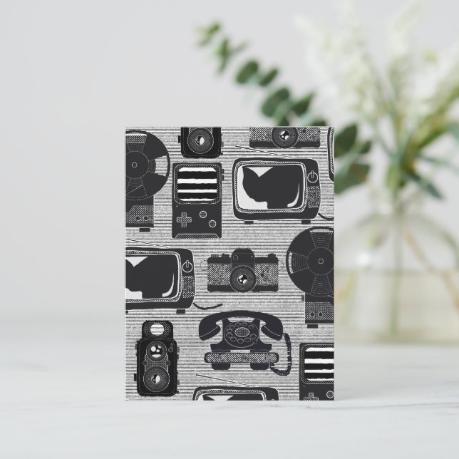 Cartes Pour Fêtes Annuelles Technologie rétro (Debout devant)