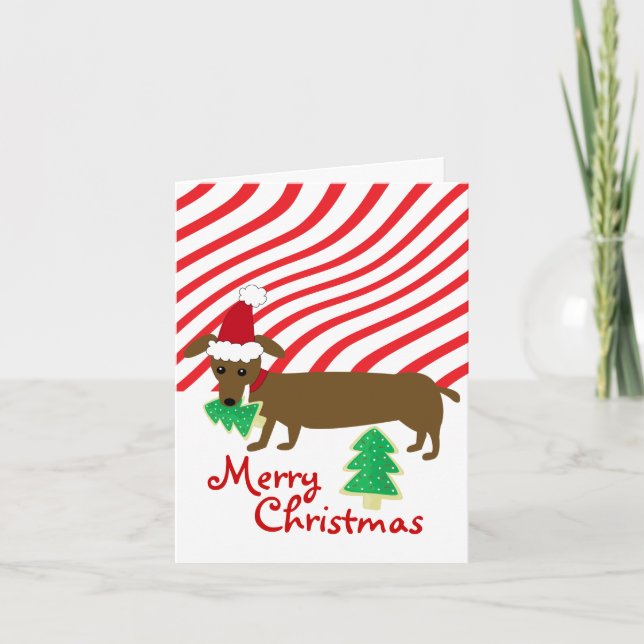 Cartes Pour Fêtes Annuelles Teckel de Joyeux Noël (Devant)
