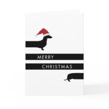 Teckel drôle avec le casquette de Père Noël bonnes
