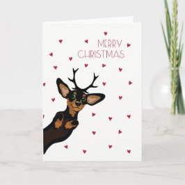 Cartes Pour Fêtes Annuelles Teckel mignon avec le Joyeux Noël d'andouillers
