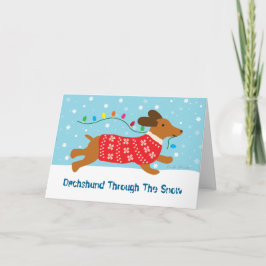 Cartes Pour Fêtes Annuelles Teckel par les vacances de Noël de neige