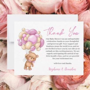 Cartes Pour Fêtes Annuelles Teddy Bear baby shower Girl merci