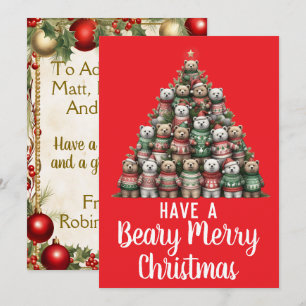 Cartes Pour Fêtes Annuelles Teddy Bear Beary Joyeux sapin de Noël