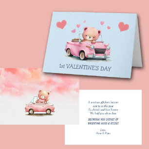 Cartes Pour Fêtes Annuelles Teddy Bear Car Baby's First Valentine's Day