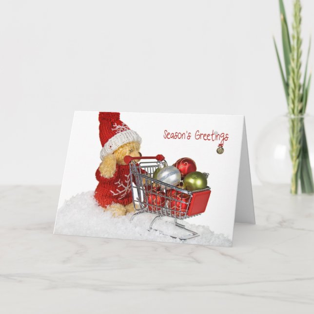Cartes Pour Fêtes Annuelles Teddy Bear Noël Shopping (Devant)