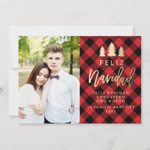 Cartes Pour Fêtes Annuelles Tela Escocesa Roja Feliz Navidad