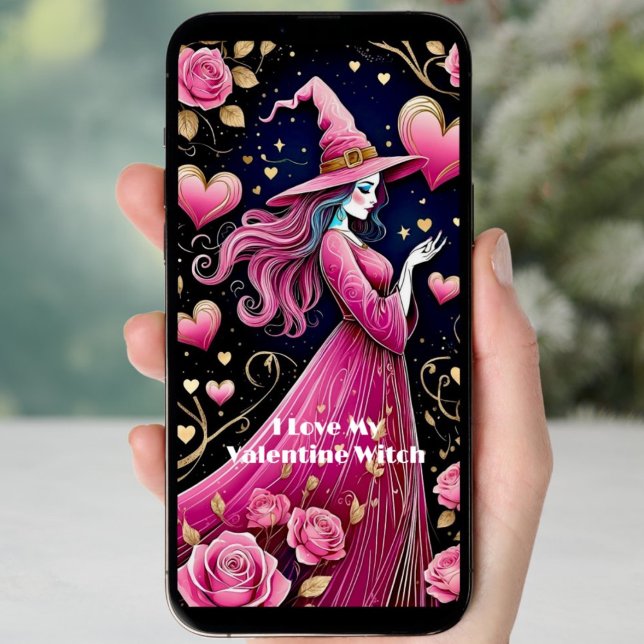 Cartes Pour Fêtes Annuelles Téléchargeable ligne rose art sorcière Valentines (Créateur téléchargé)