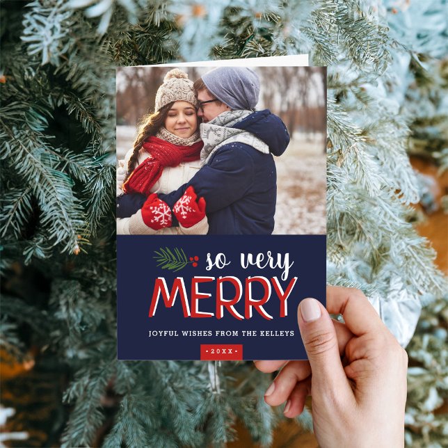 Cartes Pour Fêtes Annuelles Tellement Joyeux 2 Photo Plié (Créateur téléchargé)