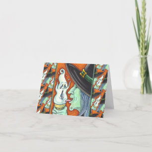 CARTES POUR FÊTES ANNUELLES TÉMOIGNAGE MANGEANT DE LA GLACE CRÈME CONE, HALLOW