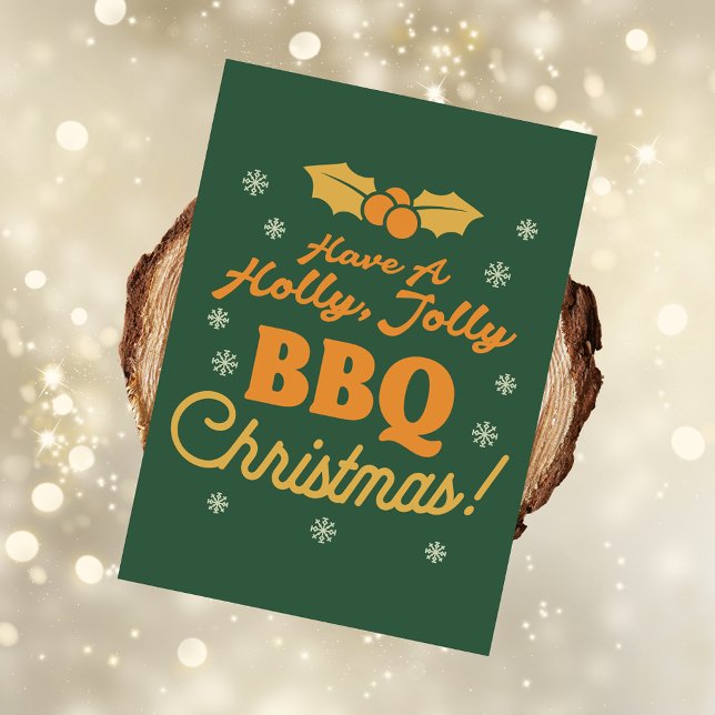 Cartes Pour Fêtes Annuelles Température de Noël Retro Holly Jolly BBQ : Vert (Créateur téléchargé)