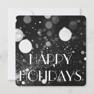Cartes Pour Fêtes Annuelles Tempête de neige Bokeh foncé Joyeuses Fêtes