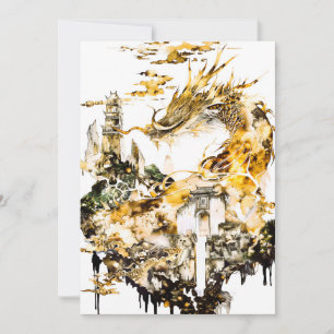 Cartes Pour Fêtes Annuelles Temple de dragon de mythologie asiatique majestueu