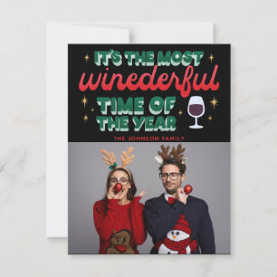 Cartes Pour Fêtes Annuelles Temps le plus merveilleux de l'année Rouge Script 