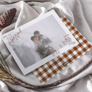 Cartes Pour Fêtes Annuelles Tendance Plaid Merry & Marié Mr & Mrs Photo
