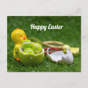 Cartes Pour Fêtes Annuelles Tennis ball pour les vacances de Pâques avec oeufs