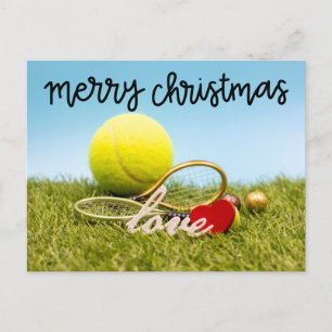 Cartes Pour Fêtes Annuelles Tennis balle de tennis de Noël et raquette avec am
