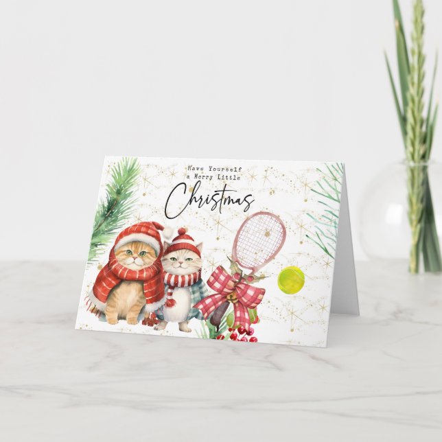 Cartes Pour Fêtes Annuelles Tennis balle de tennis de Noël Racket aquarelle (Devant)