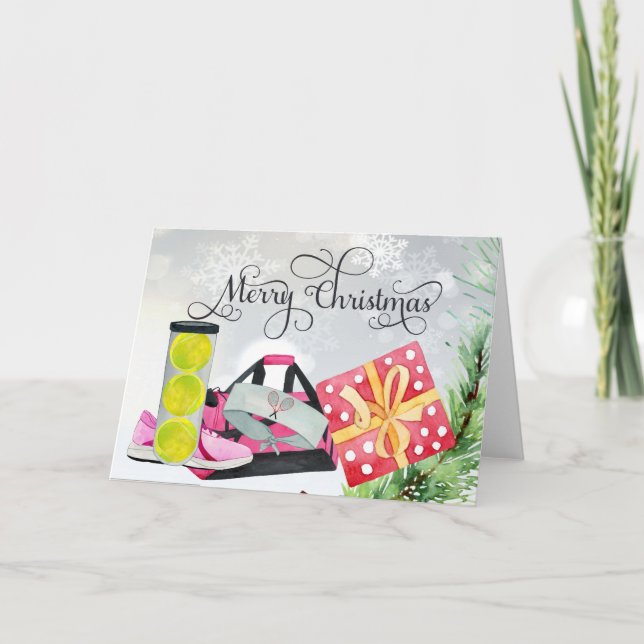 Cartes Pour Fêtes Annuelles Tennis Chaussure de tennis de Noël aquarelle (Devant)