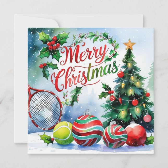 Cartes Pour Fêtes Annuelles Tennis Christmas Themed for Player  (Devant)