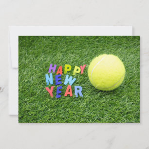 Cartes Pour Fêtes Annuelles Tennis heureux Nouvel An & balle de tennis pour Jo