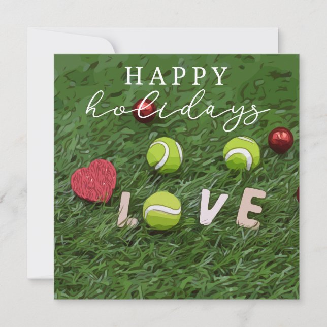 Cartes Pour Fêtes Annuelles Tennis Joyeuses vacances avec balle sur l'amour ve (Devant)